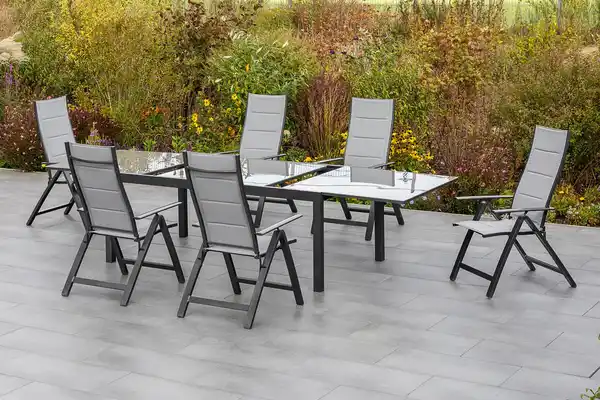Bild 1 von Gartentisch 'Semi', ausziehbar Metall/Glas L: 150-220 cm, Graphitfarben, Grau