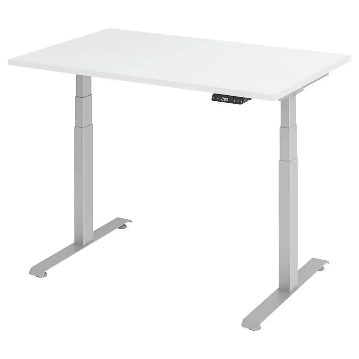 Bild 1 von Venda Schreibtisch, Silber, Weiß, Metall, Holzwerkstoff, rechteckig, Kufe, 80x64.5-129.5x120 cm, höhenverstellbar, Arbeitszimmer, Schreibtische, Bürotische