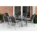 Bild 1 von Gardenson Gartenset, Anthrazit, Silber, Metall, Textil, 7-teilig, Uni, Stühle stapelbar, Tisch mit Glasplatte, Balkonmöbel, Balkonmöbel-Sets