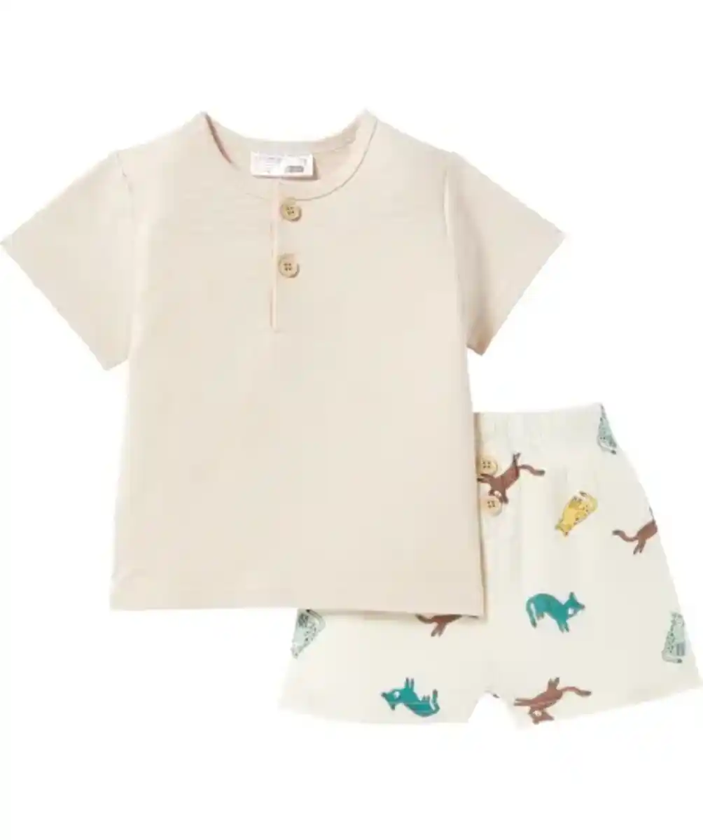 Bild 1 von T-Shirt + Musselin-Shorts, naturfarben