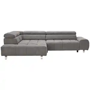 Hom`in Ecksofa, Dunkelgrau, Textil, 4-Sitzer, L-Form, Ottomane links, 295x201 cm, Stoffauswahl, seitenverkehrt erhältlich, Rücken echt, Wohnzimmer, Sofas & Couches, Wohnlandschaften, Ecksofas