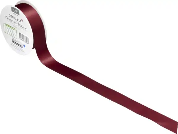 Bild 2 von DEKOWELT Geschenkband Doppelsatin bordeaux, 5 m