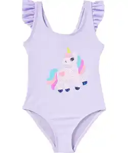 Badeanzug Einhorn, flieder
