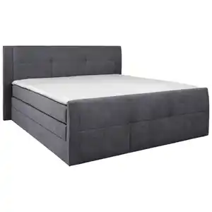 Boxxx Boxspringbett, Grau, Textil, H3, Höhe ca. 19 cm, 180x200 cm, Topper durchgehend, in verschiedenen Größen erhältlich, Matratze geteilt, Schlafzimmer, Betten, Doppelbetten