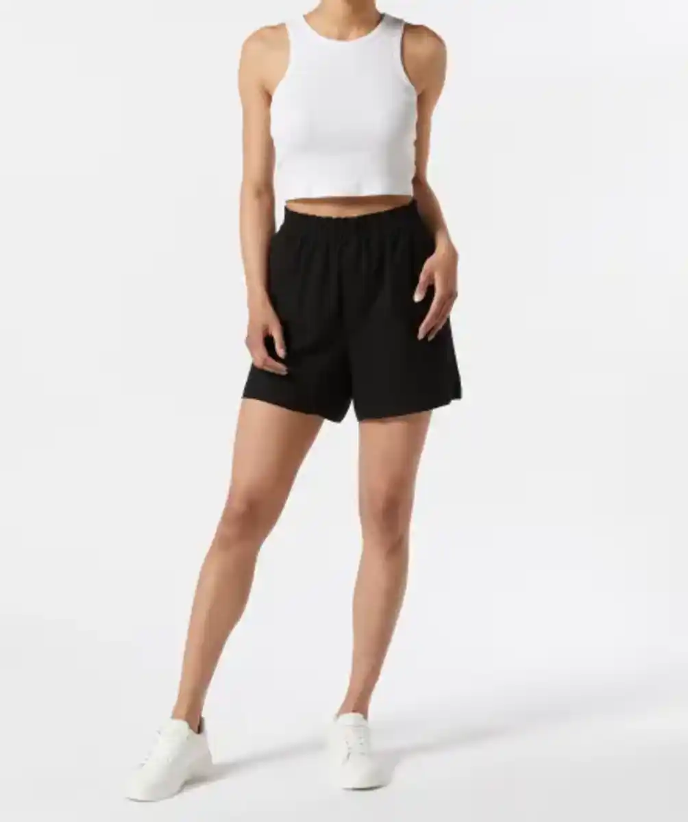 Bild 1 von Shorts mit Leinenanteil, schwarz