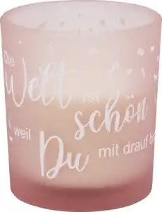 RUBIN LICHT Gefülltes Glas Spruch Schöne Welt
