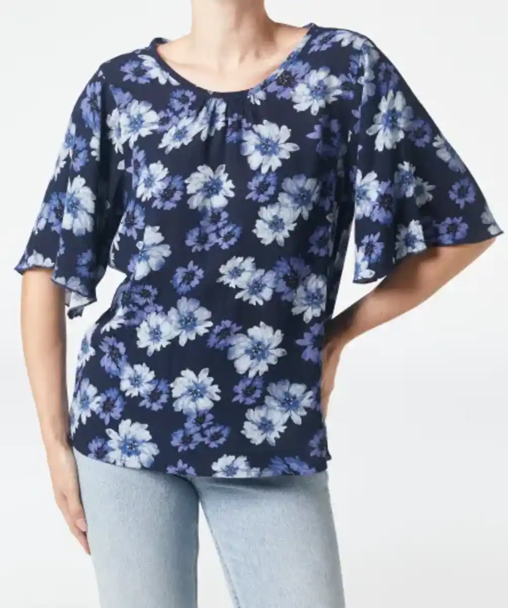 Bild 1 von Geblümte Bluse, dunkelblau bedruckt