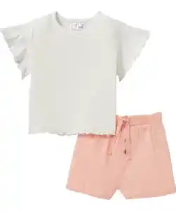 Newborn T-Shirt + Musselinshorts, offwhite