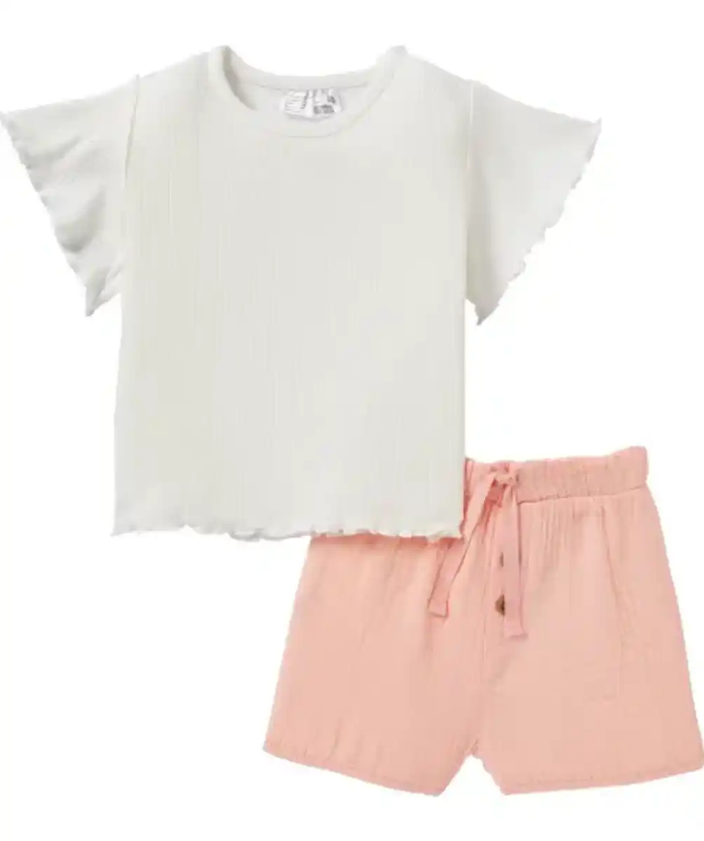 Bild 1 von Newborn T-Shirt + Musselinshorts, offwhite