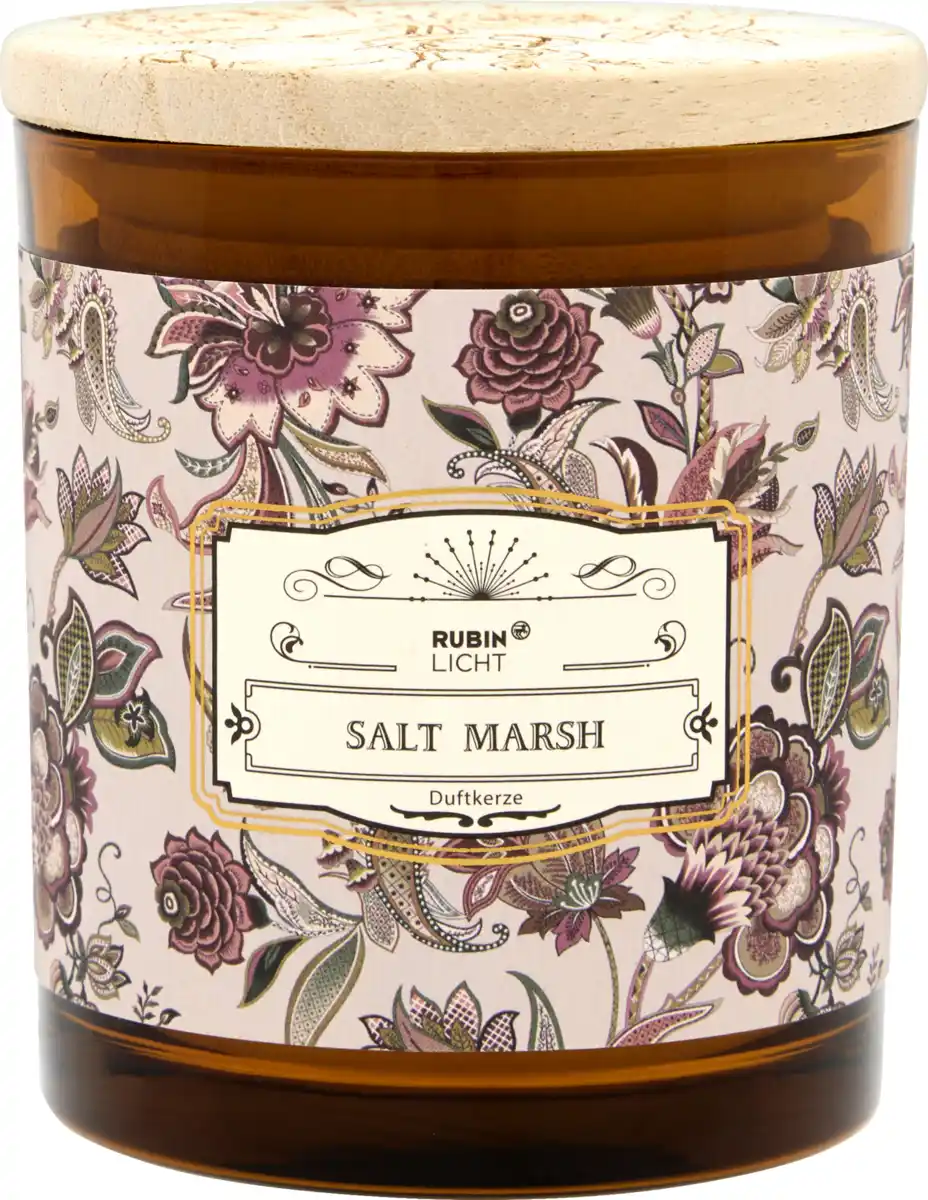 Bild 1 von RUBIN LICHT Duftkerze mit Blumenbanderole und Holzde