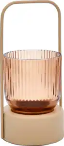 RUBIN LICHT Teelichtglas in Metalhalter aprikose
