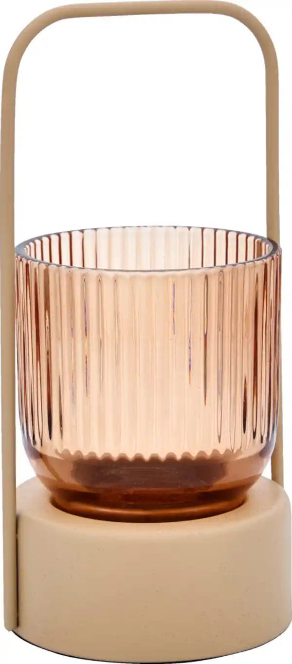 Bild 1 von RUBIN LICHT Teelichtglas in Metalhalter aprikose
