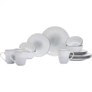 Ritzenhoff Breker Kombiservice Luna grau, Grau, Weiß, Keramik, 16-teilig, 330 ml,500 ml, 29x29x30 cm, Essen & Trinken, Geschirr, Geschirr-Sets, Kombiservice