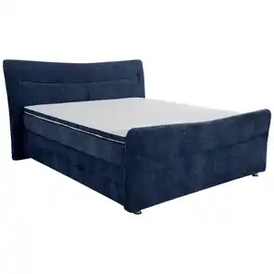 Esposa Boxspringbett, Dunkelblau, Textil, H3 + H4, Höhe ca. 18 cm, 180x200 cm, Bettkasten, Topper durchgehend, Matratze in verschiedenen Härtegraden erhältlich, Schlafzimmer, Betten, Doppelbetten