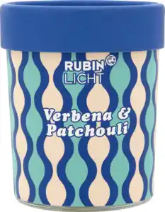 RUBIN LICHT Duftkerze in Pappverpackung blau/grün