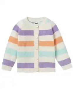 Gestreifte Strickjacke, offwhite
