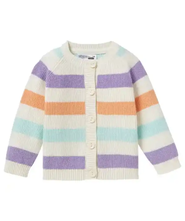Bild 1 von Gestreifte Strickjacke, offwhite
