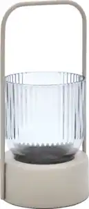 RUBIN LICHT Teelichtglas in Metalhalter grau