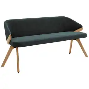 Linea Natura Sitzbank Lissoni, Grün, Holz, Textil, Eiche, massiv, 3-Sitzer, 211x83x59 cm, Stoffauswahl, mit Rückenlehne, in verschiedenen Größen erhältlich, Esszimmer, Bänke, Sitzbänke