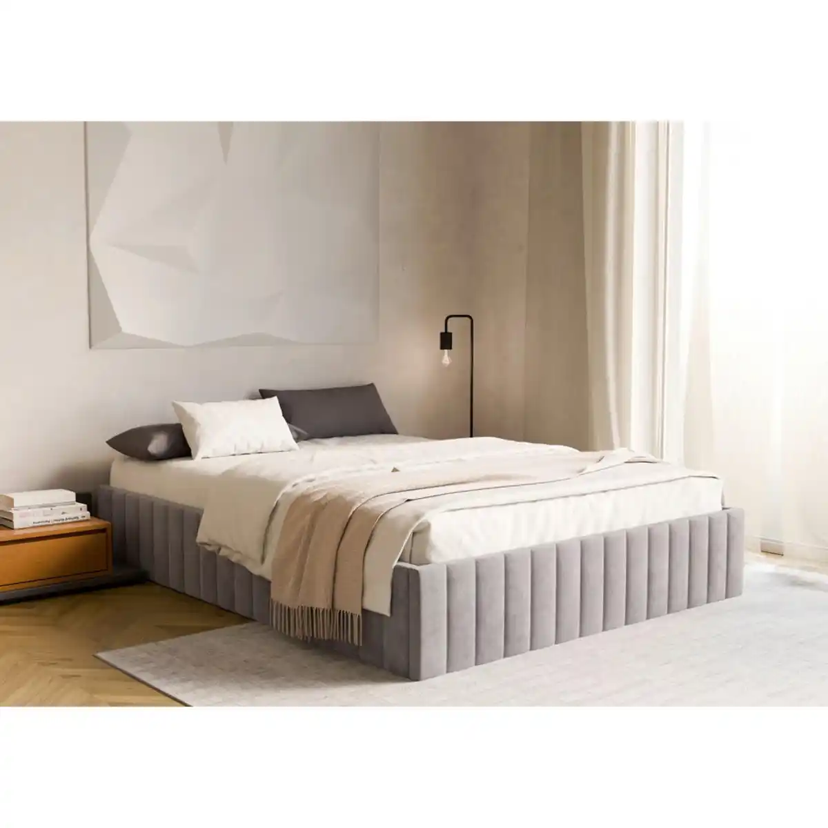 Bild 1 von Boxxx Polsterbett, Hellgrau, Holz, Metall, Birke, Schichtholz, 200x200 cm, Bettkasten, in verschiedenen Größen erhältlich, Schlafzimmer, Betten, Polsterbetten
