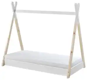HAUSBETT Tipi 70x140 cm Weiß, Weiß, Kieferfarben