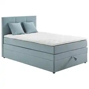 Welnova Boxspringbett, Hellblau, Textil, H5, Höhe ca. 17 cm, 120x200 cm, gepolstertes Kopfteil, Kinder- & Jugendzimmer, Jugendmöbel, Jugendbetten, Jugend-Boxspringbetten
