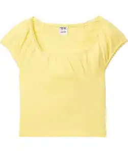 T-Shirt mit Spitzendetails, gelb
