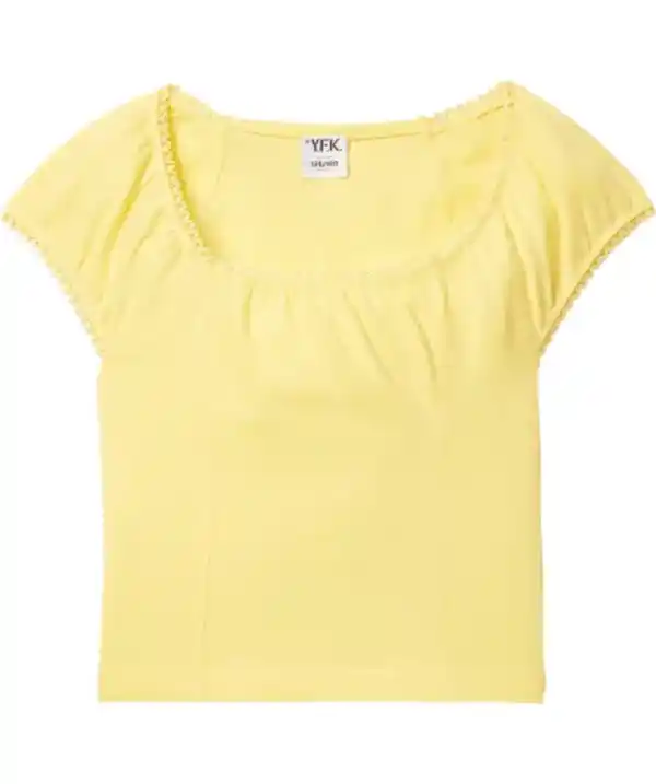 Bild 1 von T-Shirt mit Spitzendetails, gelb