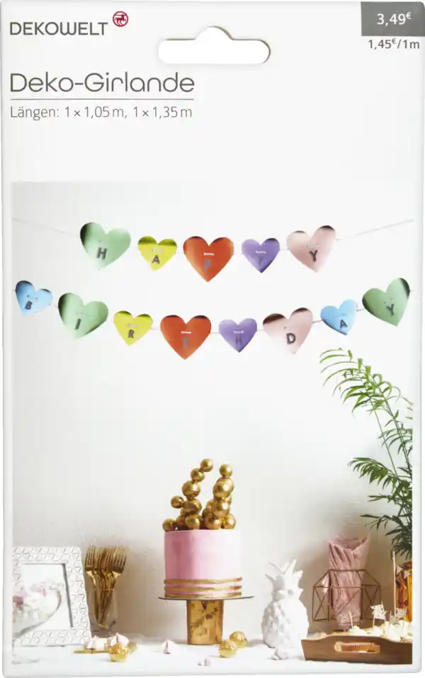 Bild 2 von DEKOWELT Girlande Herzen