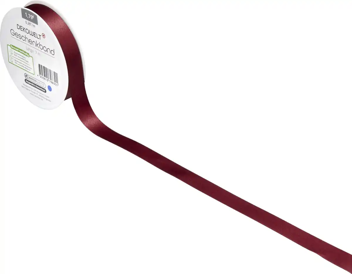Bild 2 von DEKOWELT Geschenkband Doppelsatin bordeaux, 7 m