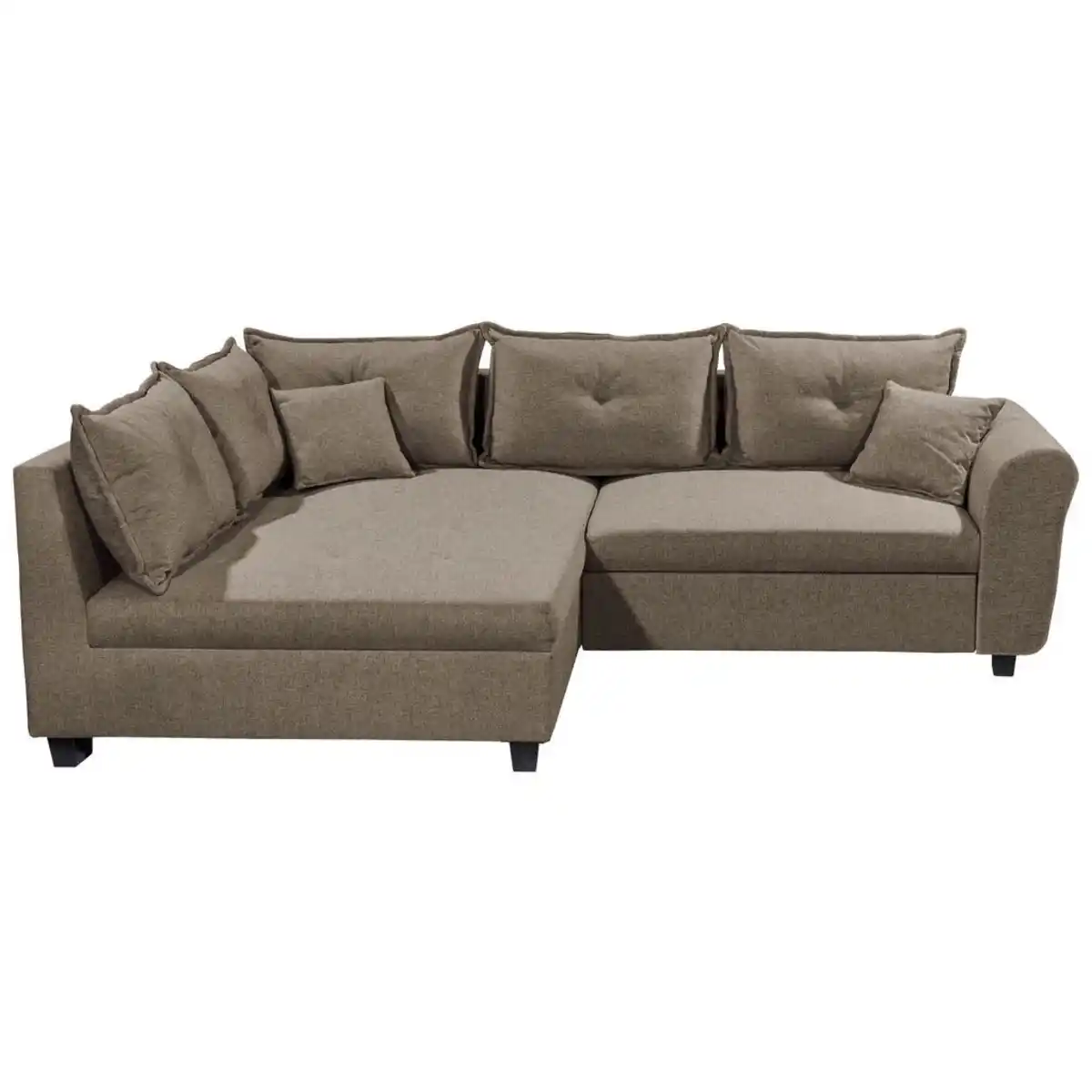 Bild 1 von Livetastic Ecksofa, Braun, Textil, 3-Sitzer, Füllung: Schaumstoffflocken,Schaumstoffflocken, Ottomane links, L-Form, 252x175 cm, Made in EU, Schlafen auf Sitzhöhe, Rücken echt, Wohnzimmer, Sofas &