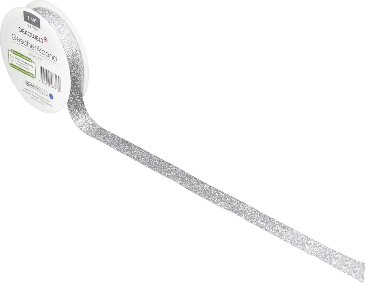 Bild 2 von IDEENWELT Geschenkband Glitzer silber, 4 m