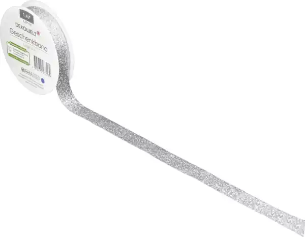 Bild 2 von IDEENWELT Geschenkband Glitzer silber, 4 m
