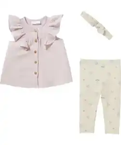 Stirnband + Musselin-Bluse + Leggings, helllila