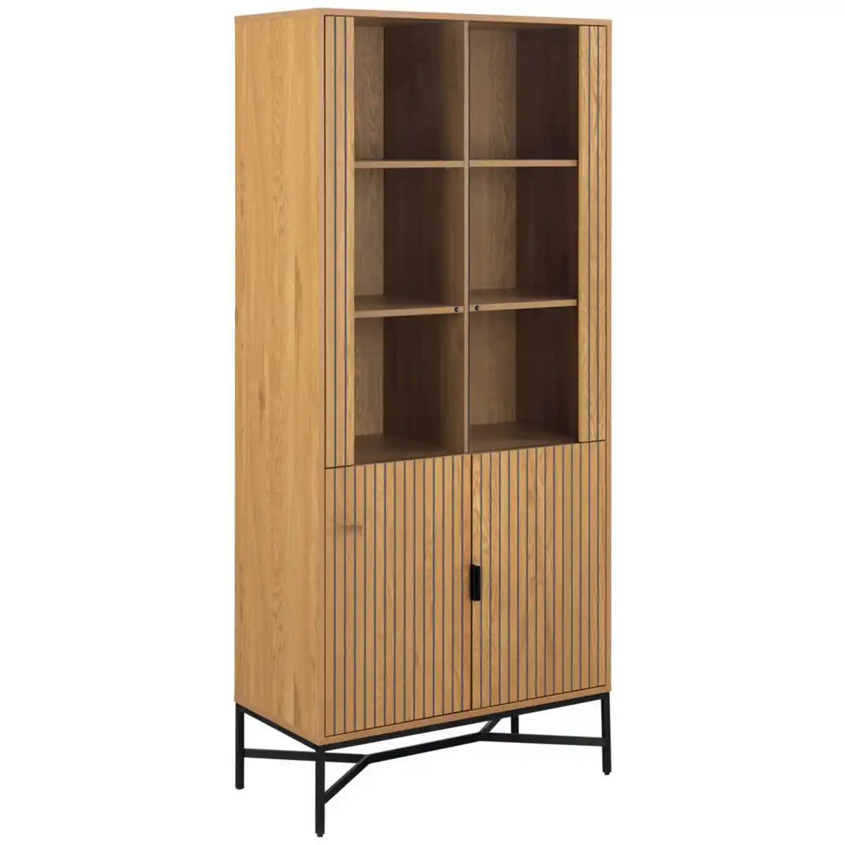 Bild 1 von Xxxl Vitrine, Schwarz, Wildeiche, Holzwerkstoff, 8 Fächer, 80x180x40 cm, stehend, Esszimmer, Vitrinen