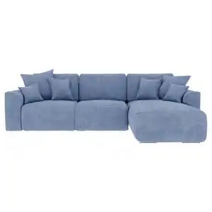 Carryhome Ecksofa, Hellblau, Textil, 3-Sitzer, Ottomane rechts, L-Form, 293x195 cm, Stoffauswahl, Liegefunktion, seitenverkehrt erhältlich, Rücken echt, Wohnzimmer, Sofas & Couches, Wohnlandschafte