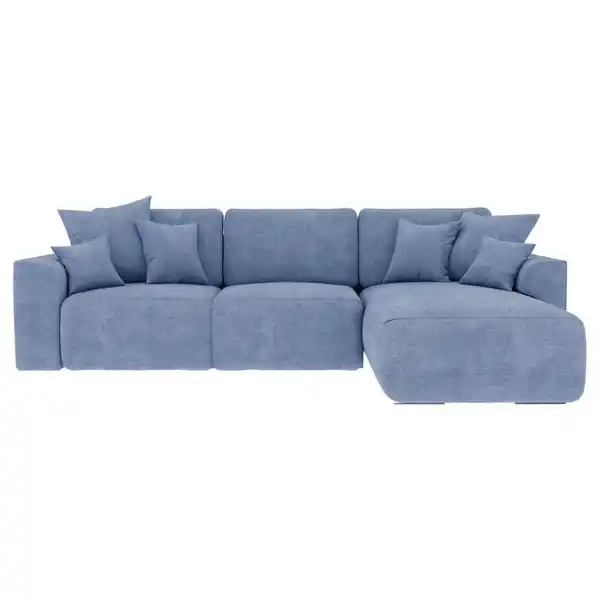 Bild 1 von Carryhome Ecksofa, Hellblau, Textil, 3-Sitzer, Ottomane rechts, L-Form, 293x195 cm, Stoffauswahl, Liegefunktion, seitenverkehrt erhältlich, Rücken echt, Wohnzimmer, Sofas & Couches, Wohnlandschafte