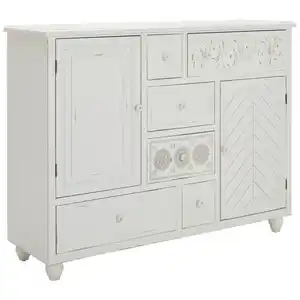 Landscape Sideboard, Weiß, Holz, Tanne,Tanne, massiv, 2 Fächer, 6 Schubladen, 123x95x39.5 cm, Beimöbel erhältlich, stehend, Schlafzimmer, Schlafzimmer Kommoden