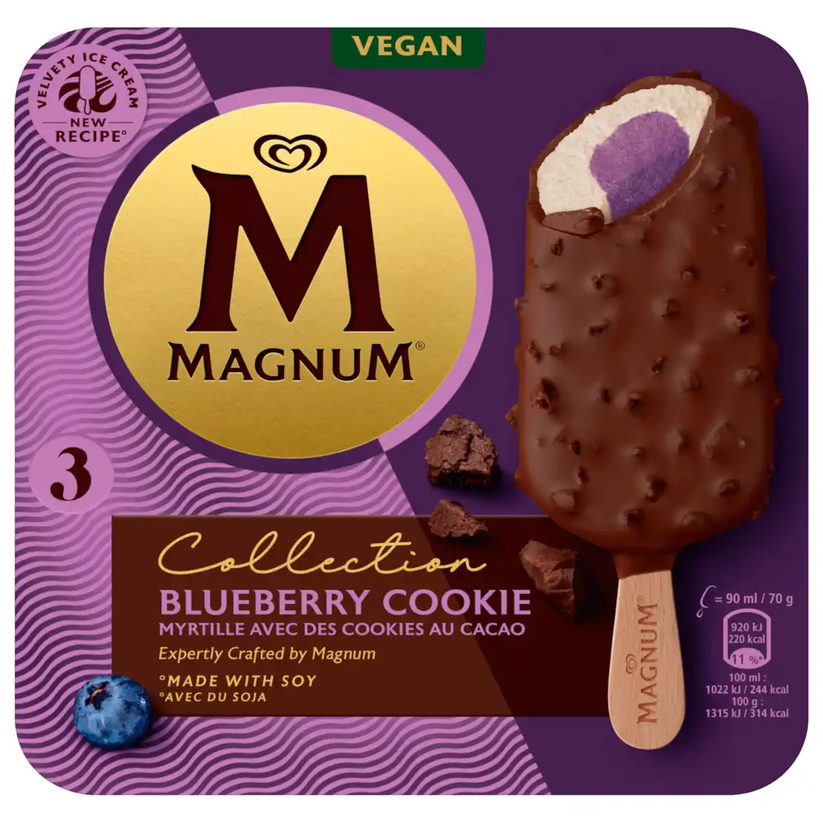 Bild 1 von Magnum Blueberry Cookie Eis vegan 3x90ml