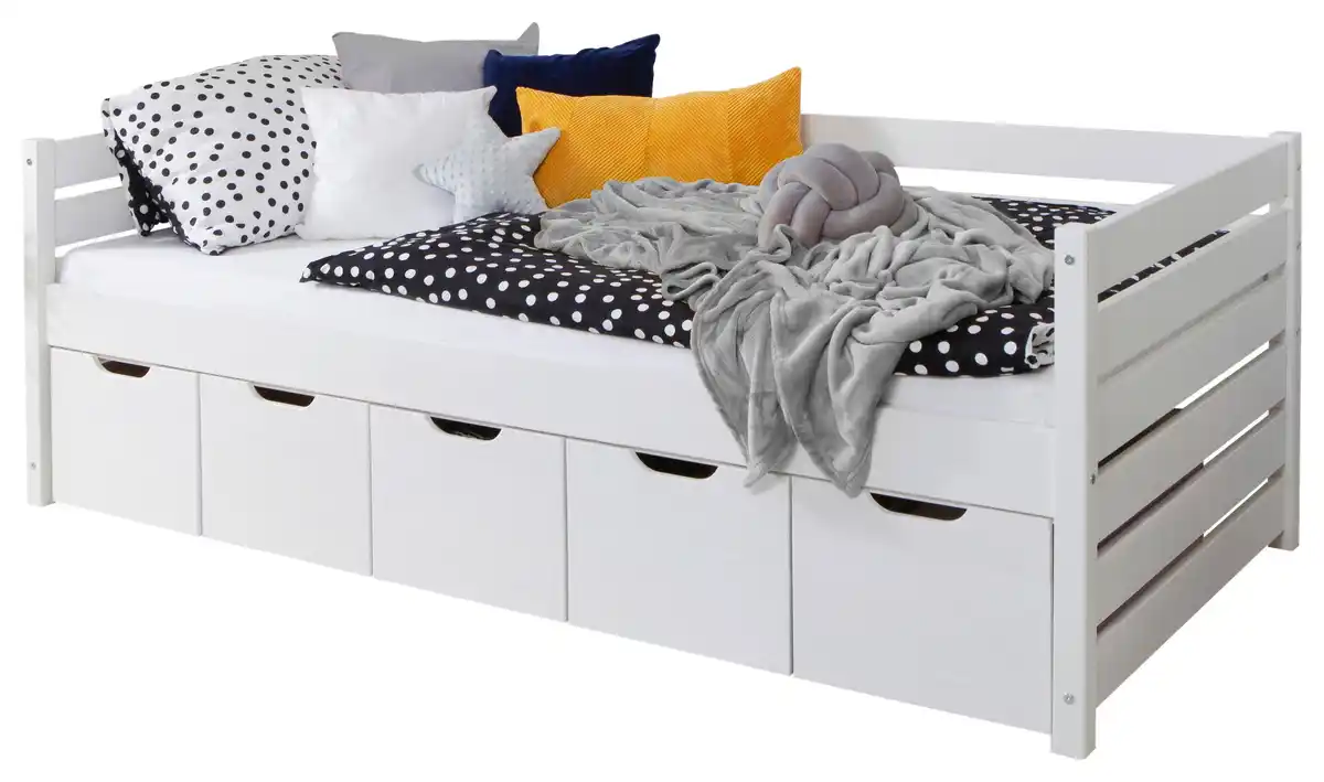 Bild 1 von Stauraumbett Naomi mit 5 Schubkästen ca. 100x200cm Weiß, Weiß