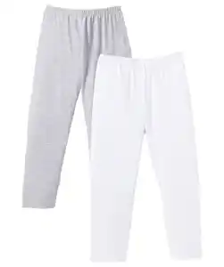 Leggings in Caprilänge, grau melange/weiß