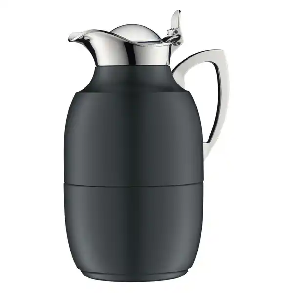 Bild 1 von Alfi Isolierkanne Juwel, Schwarz, Metall, 1 L, BPA-frei, schadstofffrei, hält kalt, warm, Glaskolben, Ausgießer, lebensmittelecht, Vakuum, Kaffee & Tee, Kannen, Thermoskannen