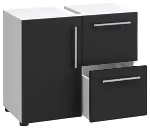 Waschbeckenunterschrank Flandu ca. 61 cm Schwarz/Weiß, Schwarz