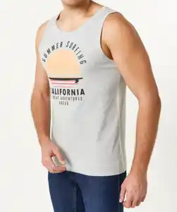 Tanktop mit Frontprint, hellgrau melange