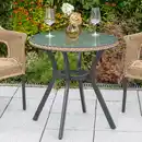 Bild 1 von Gardenson Gartentisch Ravenna, Graphit, Natur, Metall, Glas, rund, Gartenmöbel, Gartentische, Gartentische