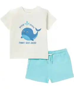 T-Shirt und Shorts Wal, offwhite