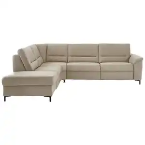 Beldomo Premium Ecksofa, Perlmutt, Leder, Echtleder, Rindleder, 6-Sitzer, L-Form, Ottomane rechts, 290x247 cm, Goldenes M, Fußauswahl, Bettkasten erhältlich, Lederauswahl, planbar, seitenverkehrt B