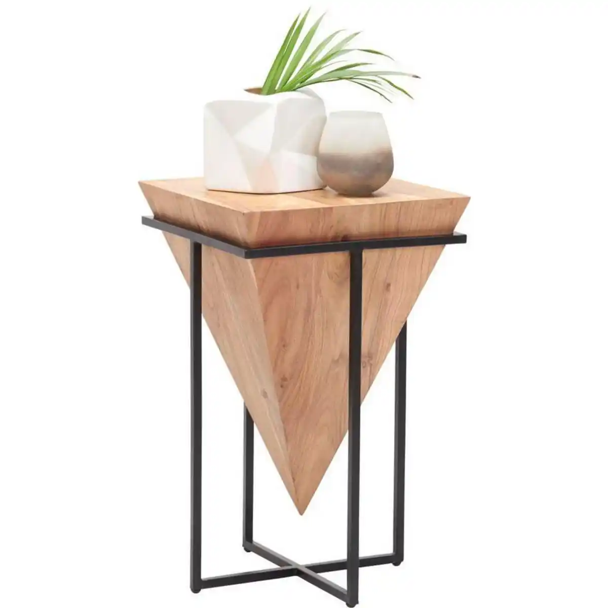 Bild 1 von Ambia Home Beistelltisch, Natur, Schwarz, Holz, Metall, Akazie, massiv, quadratisch, eckig, 36x56x36 cm, Wohnzimmer, Wohnzimmertische, Beistelltische, Beistelltische Metall