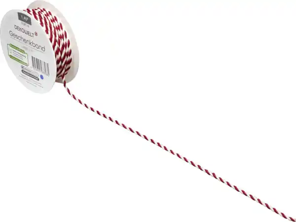 Bild 2 von IDEENWELT Geschenkband Kordel matt rot/weiß, 3 m
