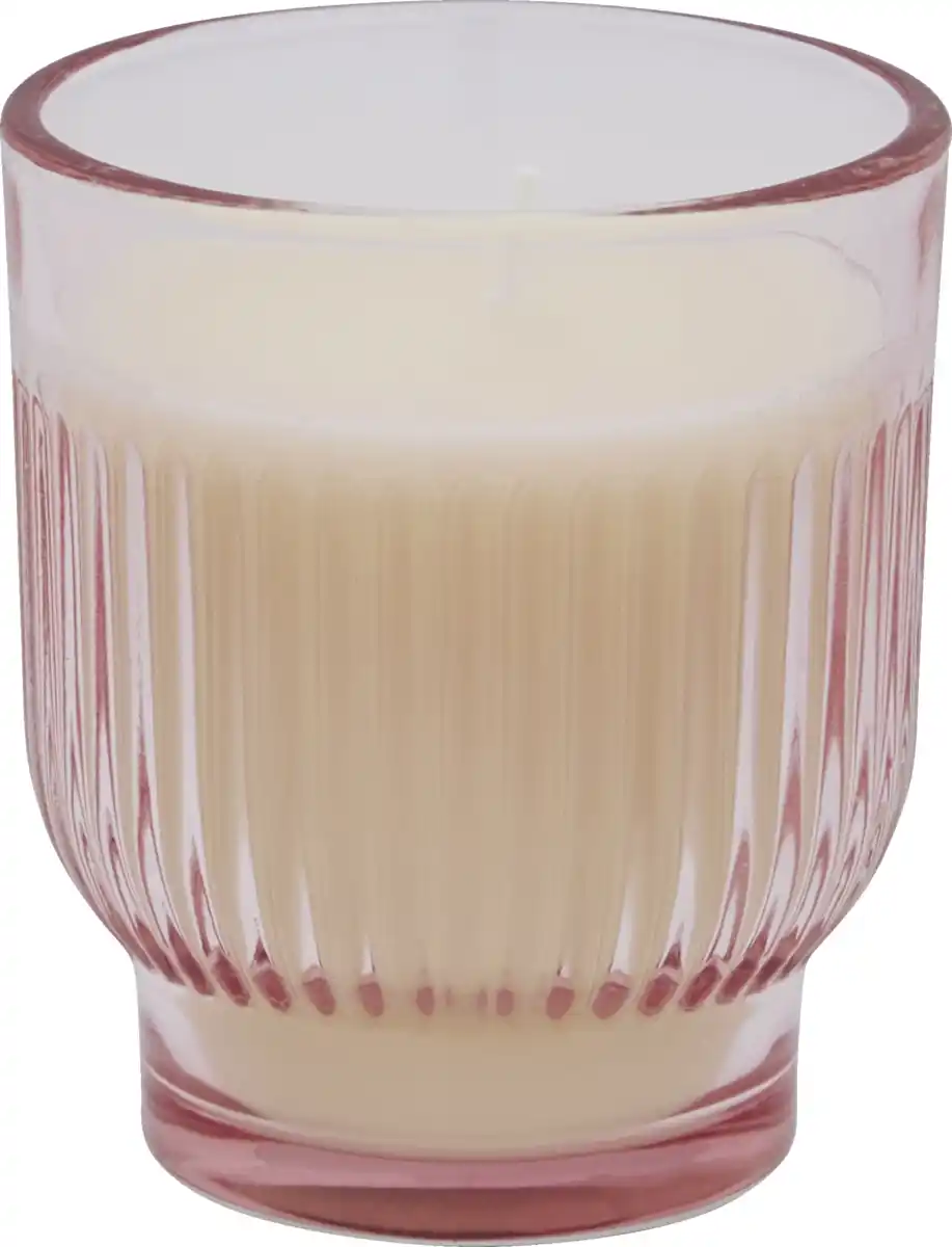 Bild 1 von RUBIN LICHT 1-Docht Rillenduftglas mit Fuß rosa